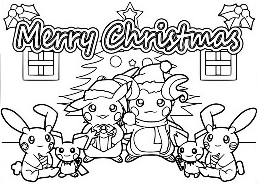Coloring Page Pok mon Christmas Merry Christmas 9
