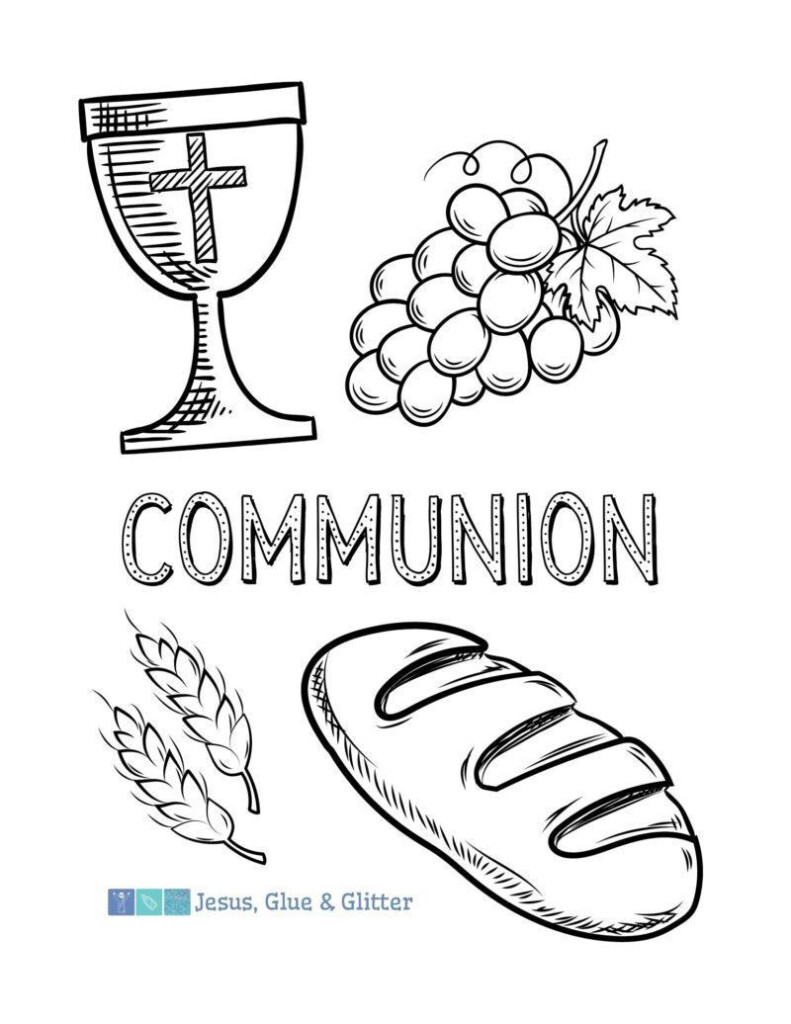 Communion Colouring Page Jesus Glue Glitter