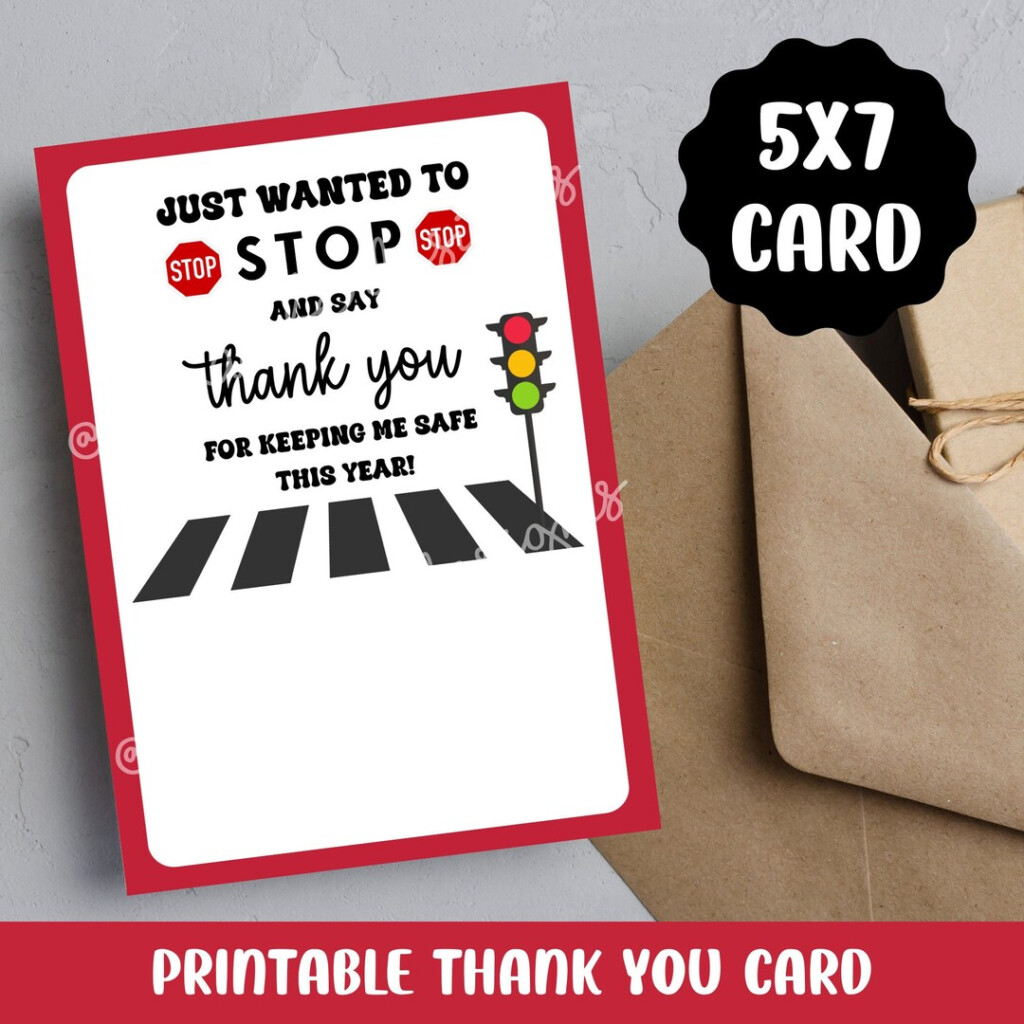 Crossing Guard Thank You Card Gift Card Holder Thank You Card Printable 