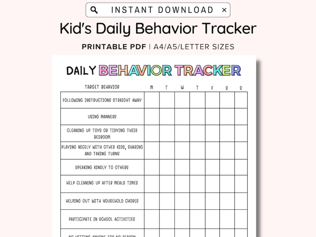 Daily Behavior Chart Pdf 42 Printable Behavior Chart Templates for 