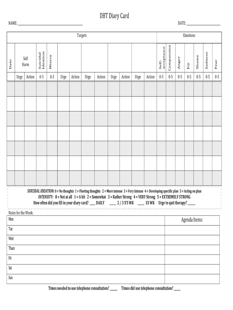Dbt Diary Card Printable Printable Word Searches