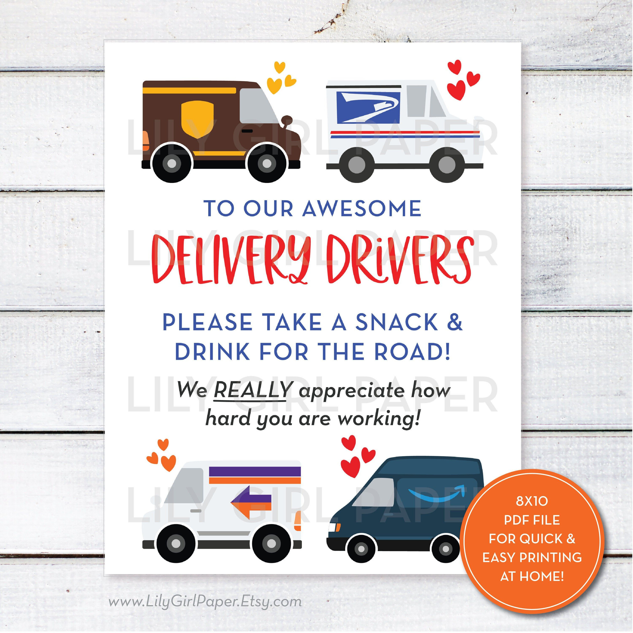 Delivery Driver Printable