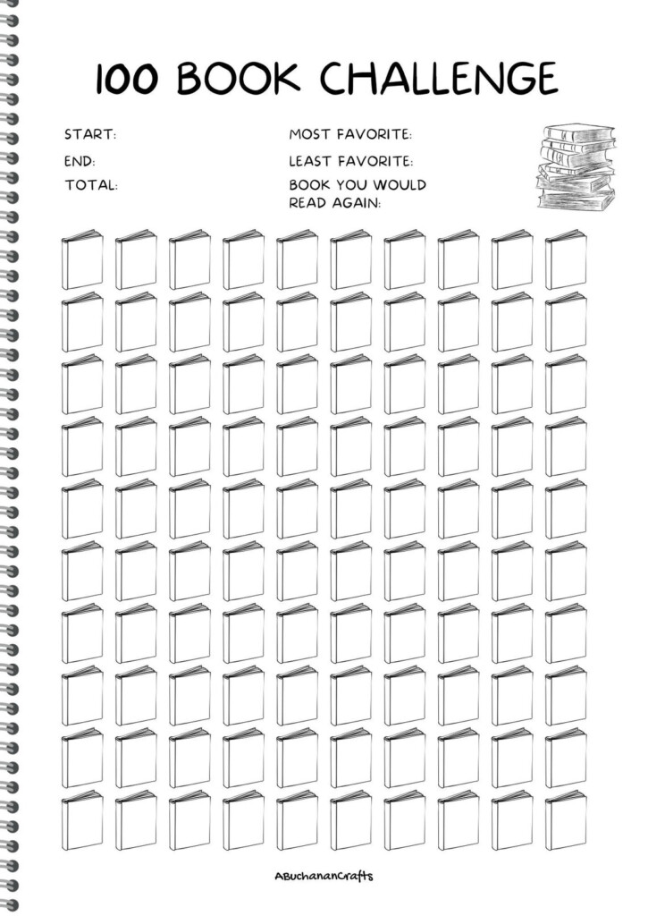Digital Download 100 Book Challenge Printable US Letter A4 Etsy