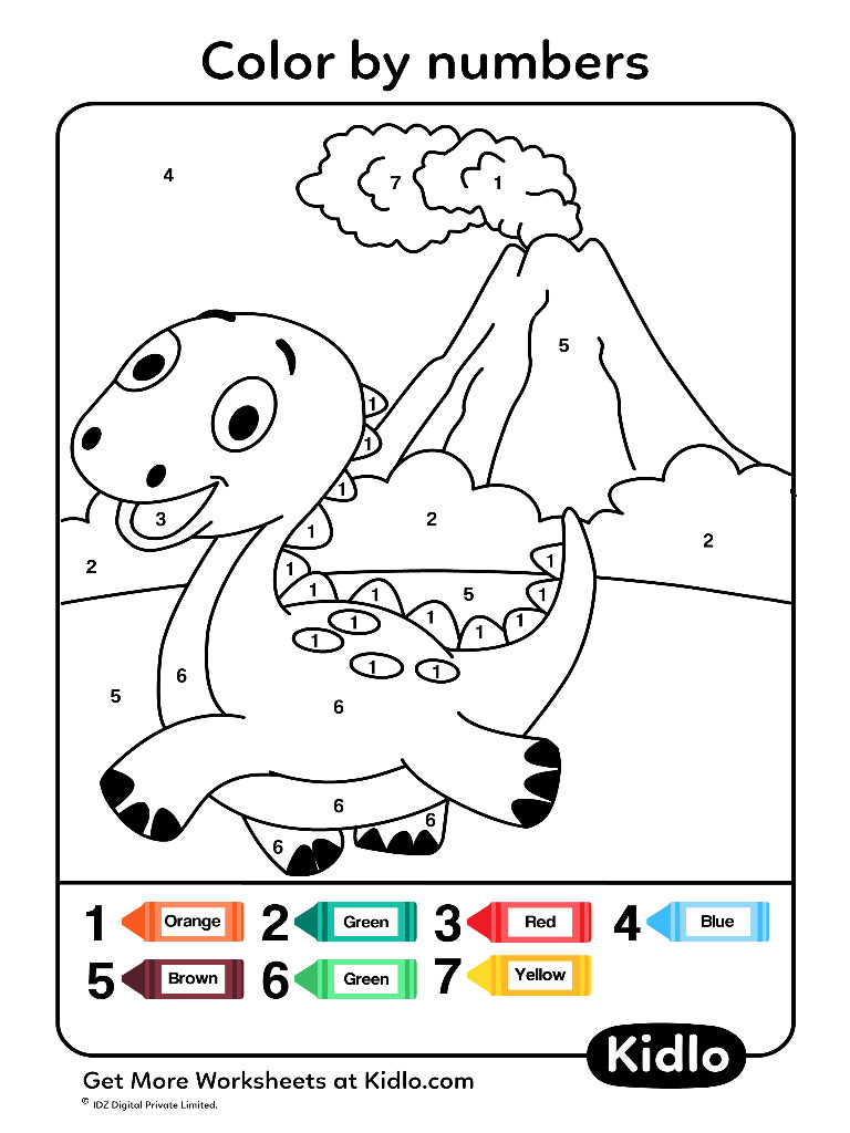 Dinosaur Color By Number Printables
