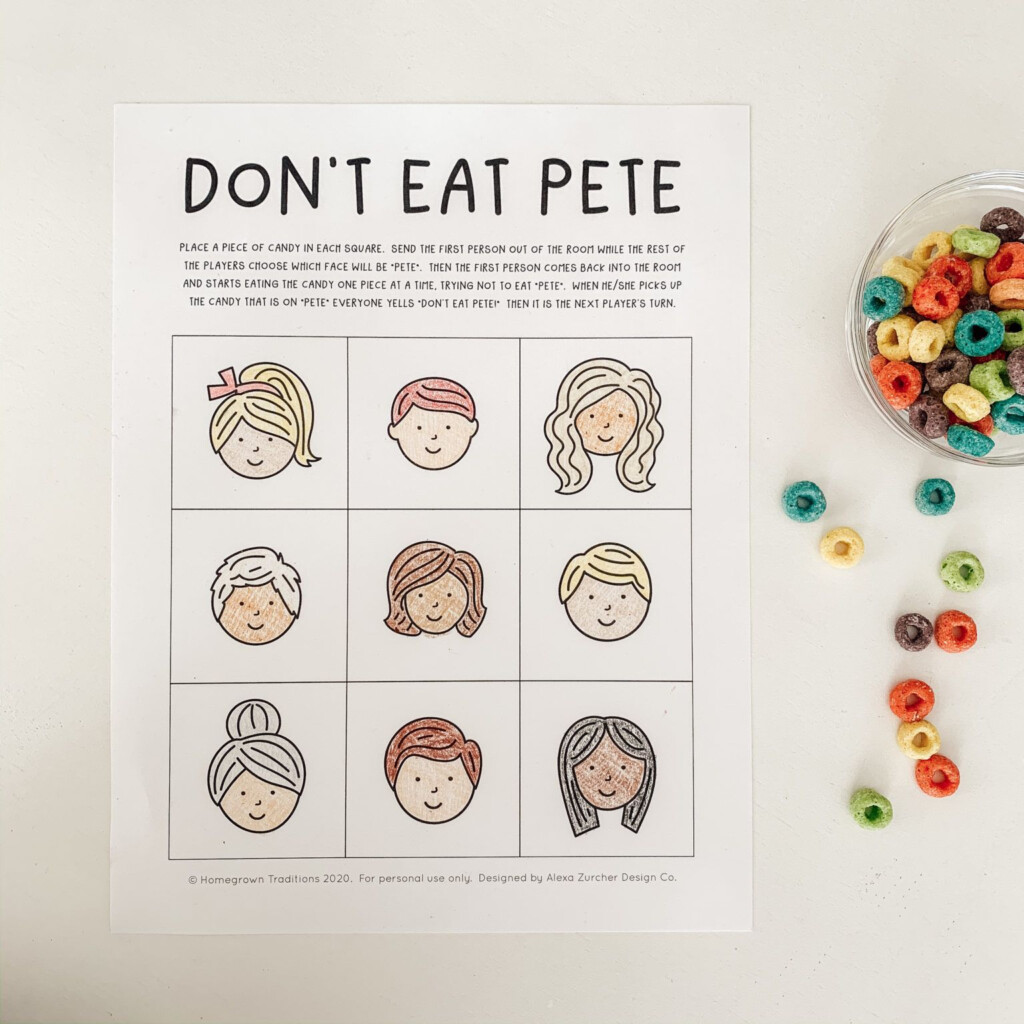 Don 39 t Eat Pete Free Printable Game Board Perfect Simple Game For 