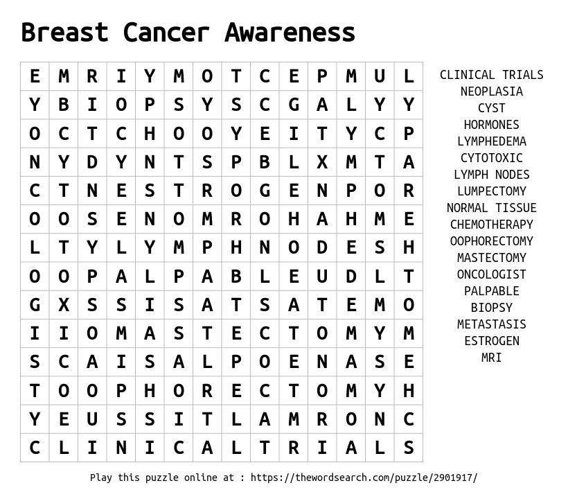 Download Word Search On Breast Cancer Awareness