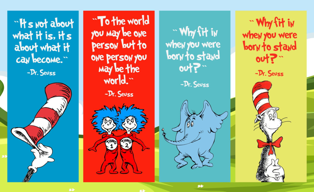 Dr Seuss Digital Download Printable Bookmarks Hooked To Books