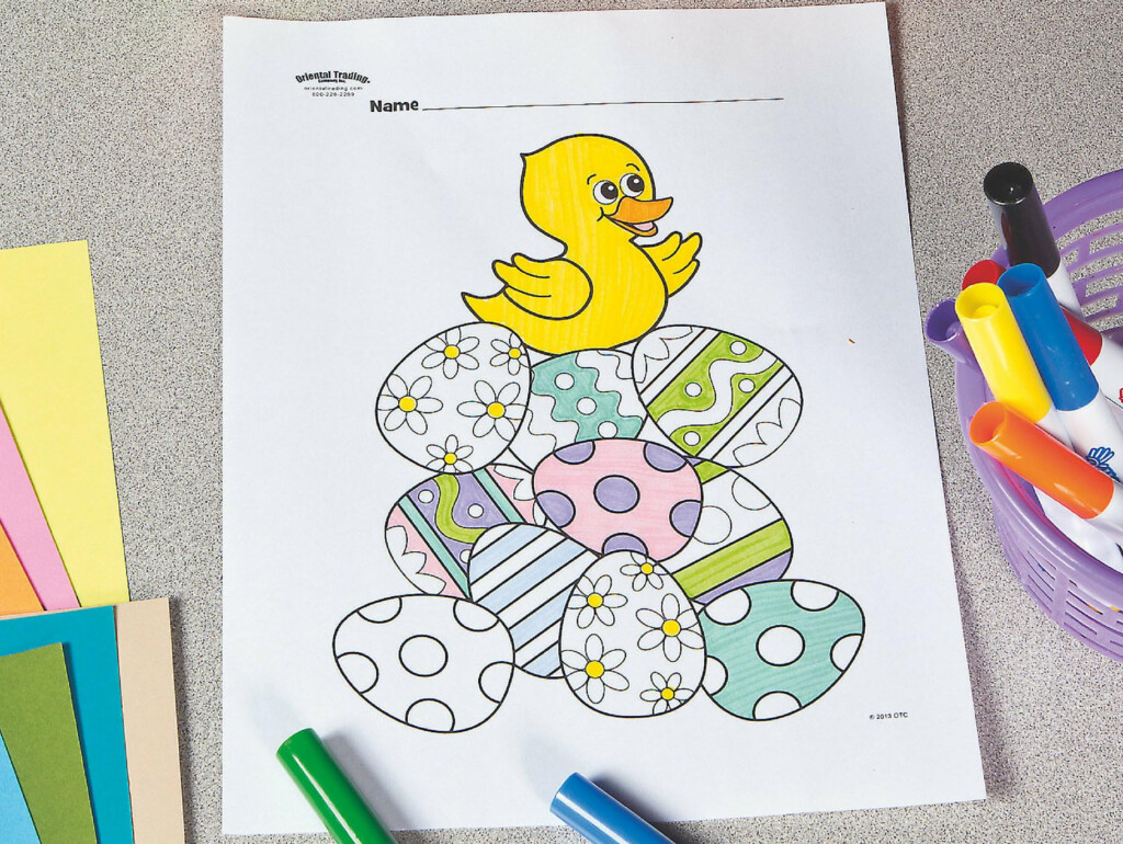 Duck On Easter Eggs Free Printable Coloring Page Fun365