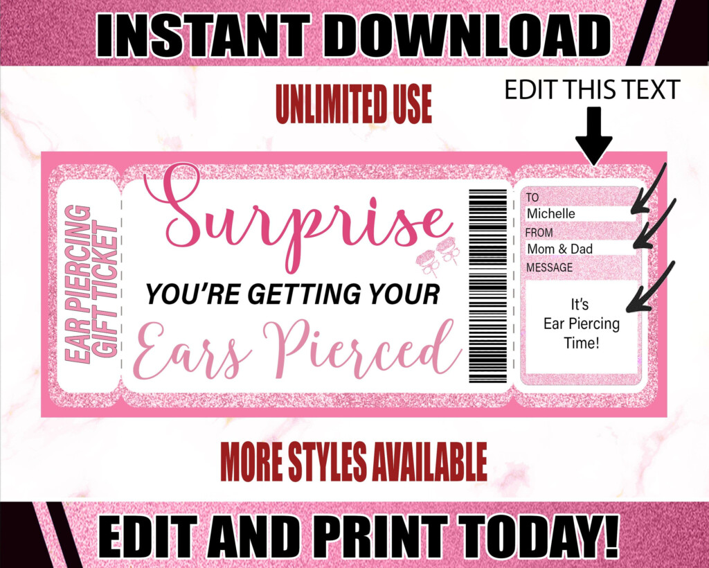 Ears Pierced Gift Certificate Printable Gift Certificate For Ear 
