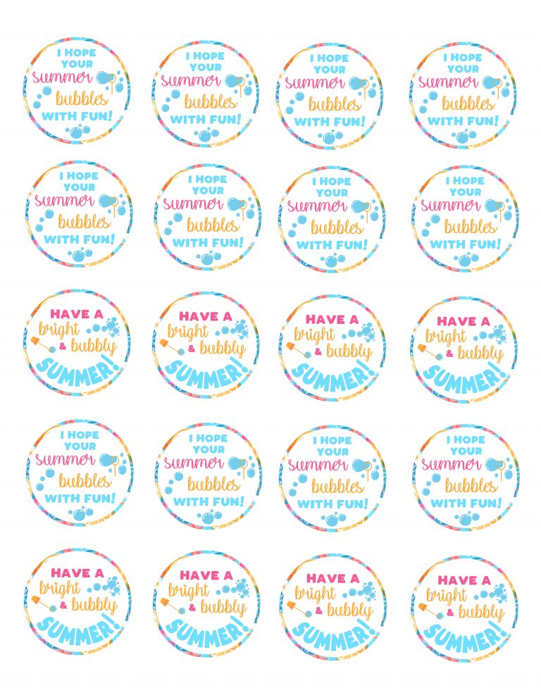 End Of School Year Summertime Bubble Gift Idea For Kids Free 