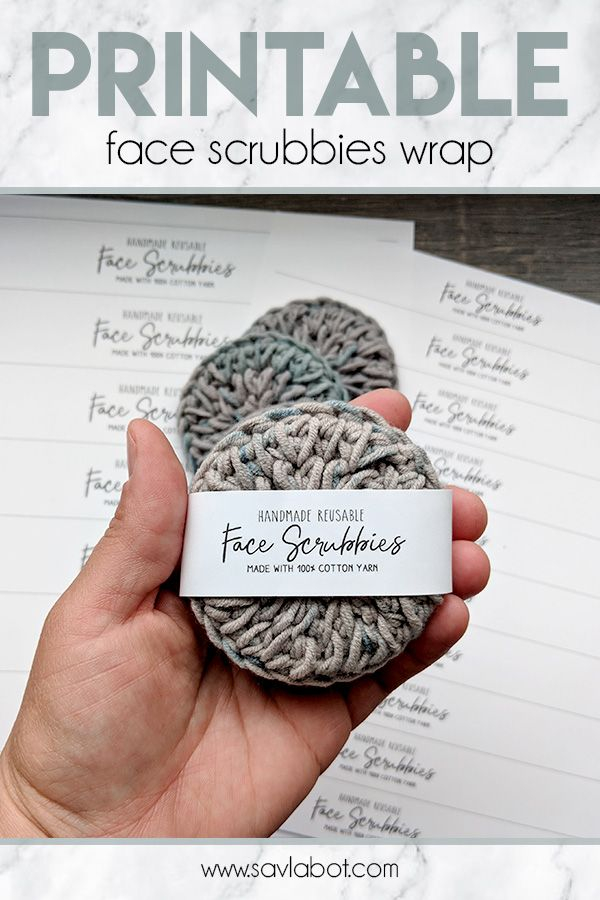 Face Scrubbies Crochet Tag Labels Washcloth Wrap Printable Gift Tags 