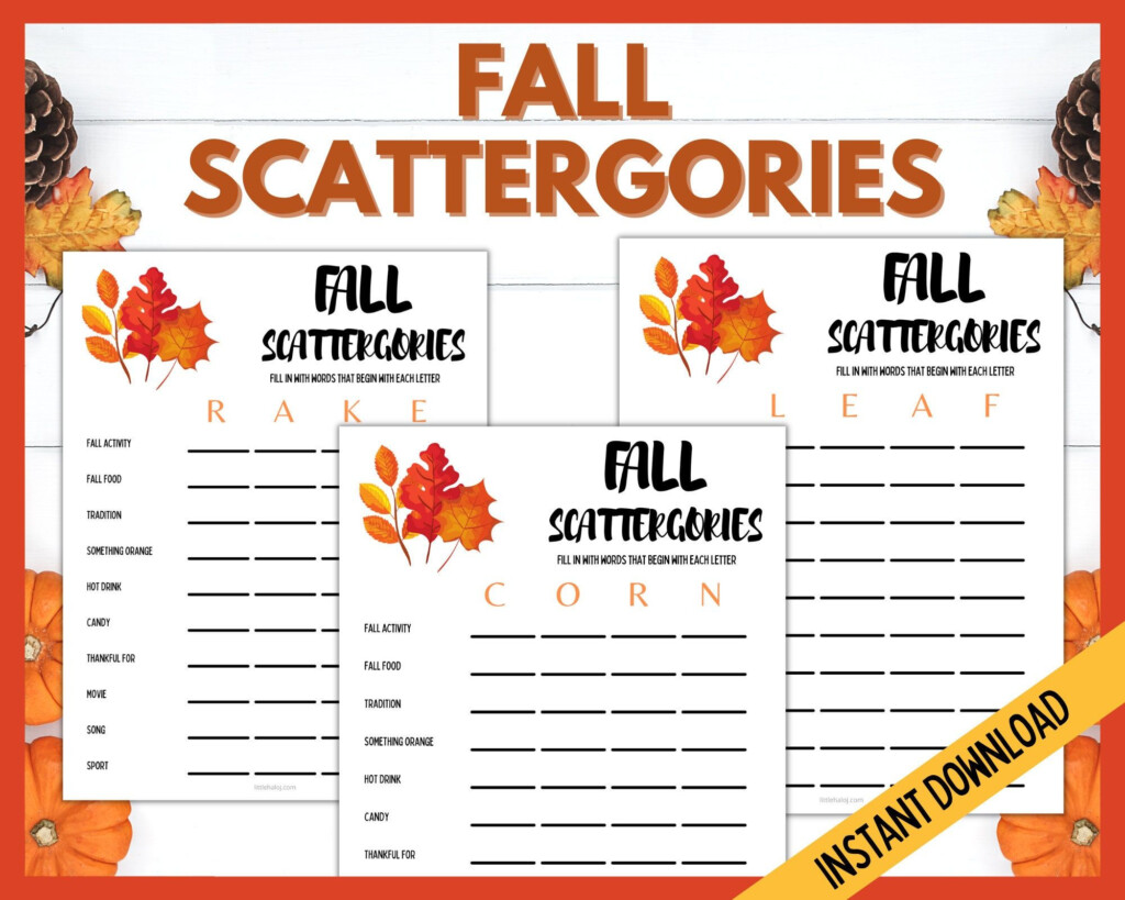 Fall Scattergories Autumn Scattergories Printable Game Etsy New 
