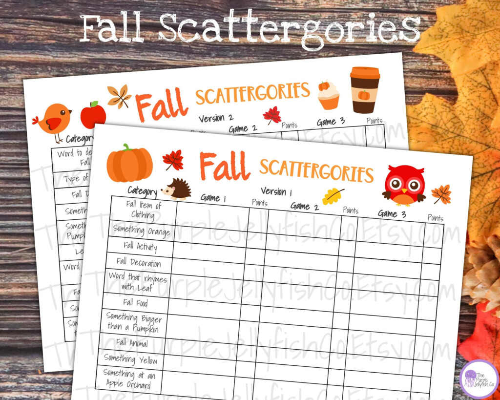 Fall Scattergories Game Fall Activity For Kids Teens Fall Party 