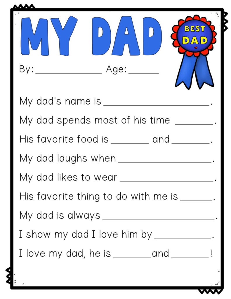 Father 39 S Day Fill In The Blank Free Printable We Love Printables