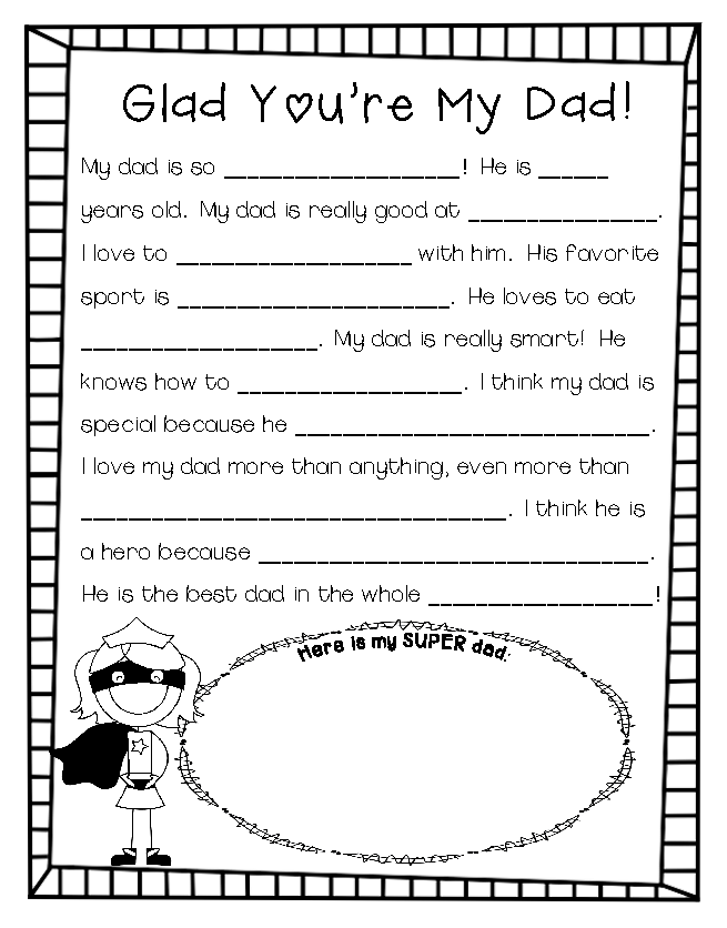 Father 39 s Day Fill In The Blank Free Printable