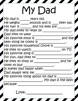 Father 39 s Day Fill In The Blank Survey By Z Girls TpT