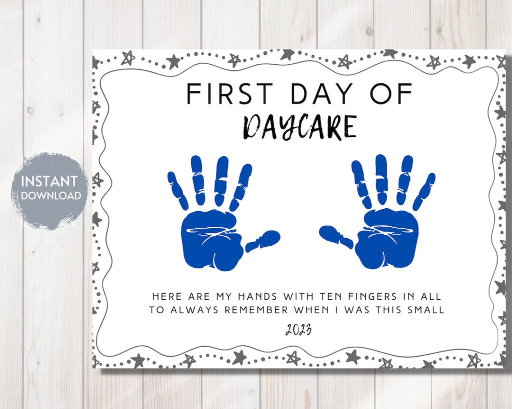 First Day Of DAYCARE Handprint Art Project Back To School Printable 