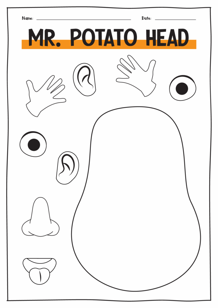 Five Senses Mr Potato Head Printable Sketch Coloring Page