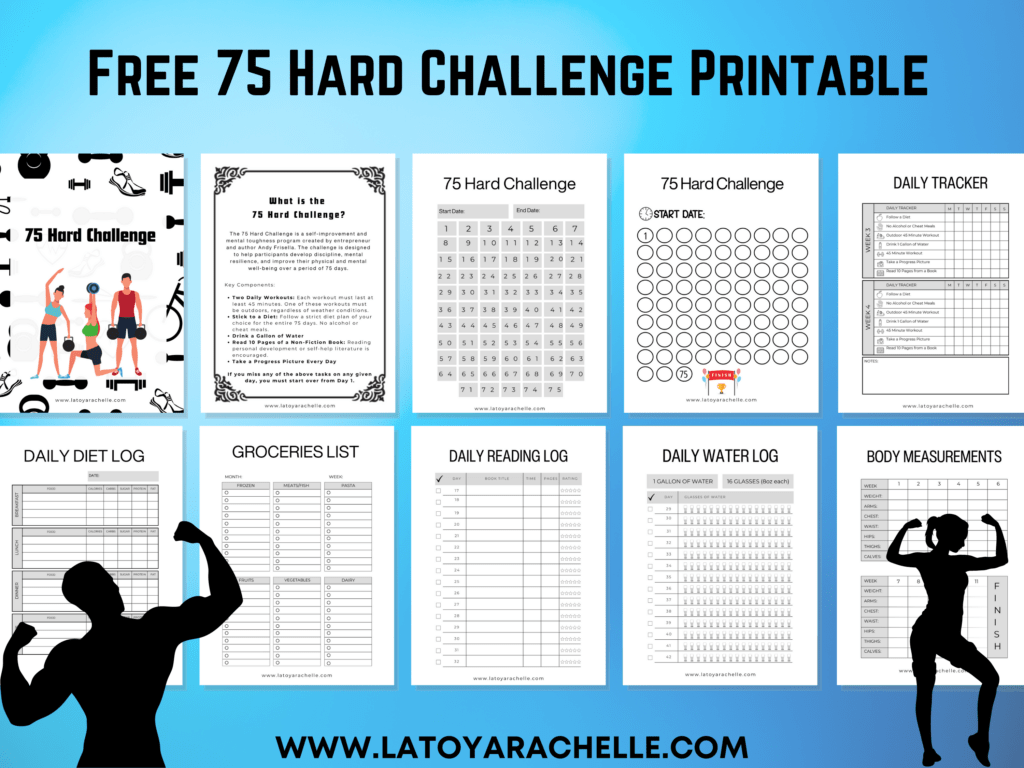 Free 75 Hard Challenge Printable Calendar New LaToya Rachelle