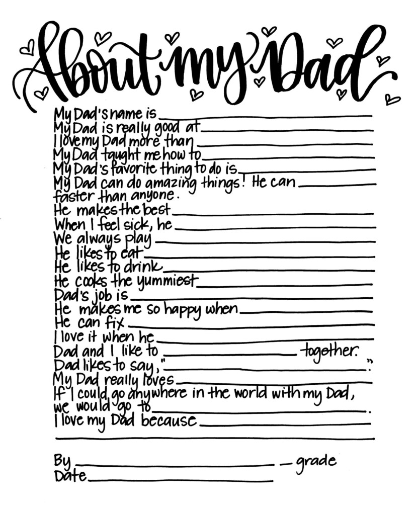 Free All About My Dad Printable