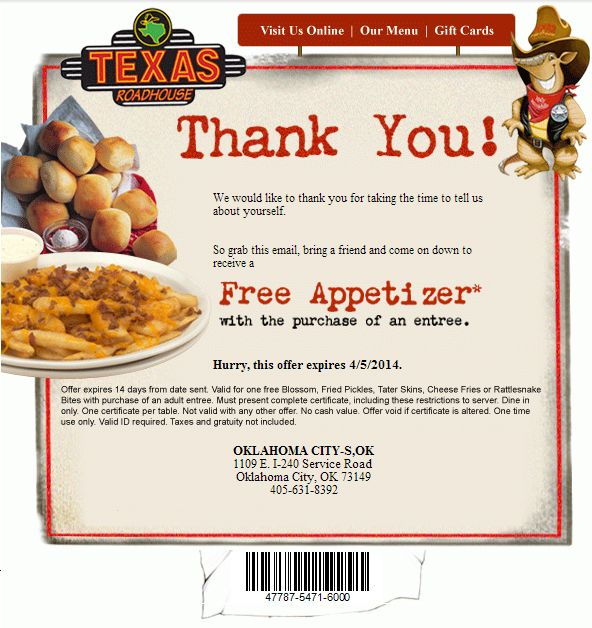 Free Appetizers At Texas Roadhouse Printable Coupons For Savvy Diners
