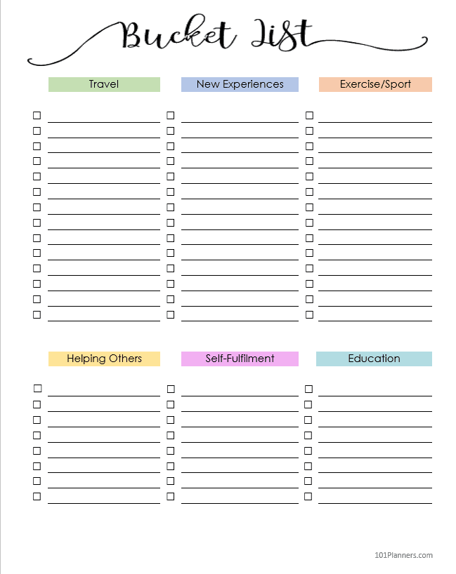 Free Bucket List Printable Customize Online Print At Home