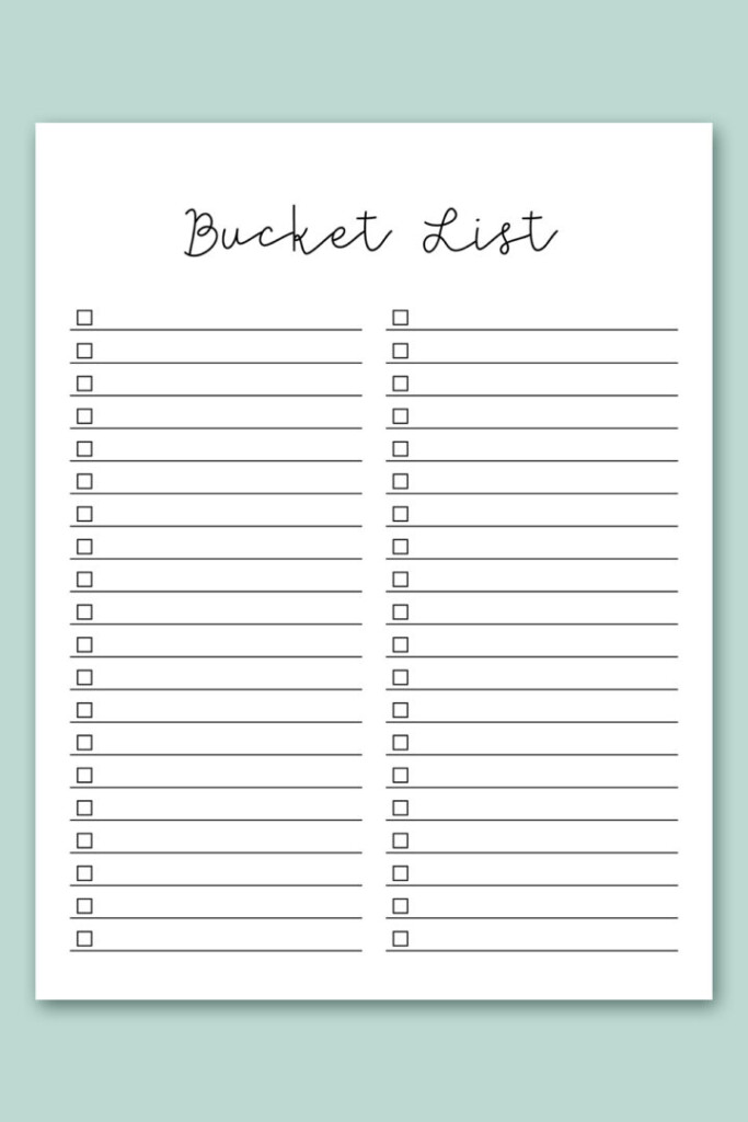 Free Bucket List Printable Templates summer Travel Etc 