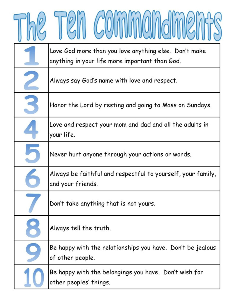 Free Catholic Ten Commandments Printable