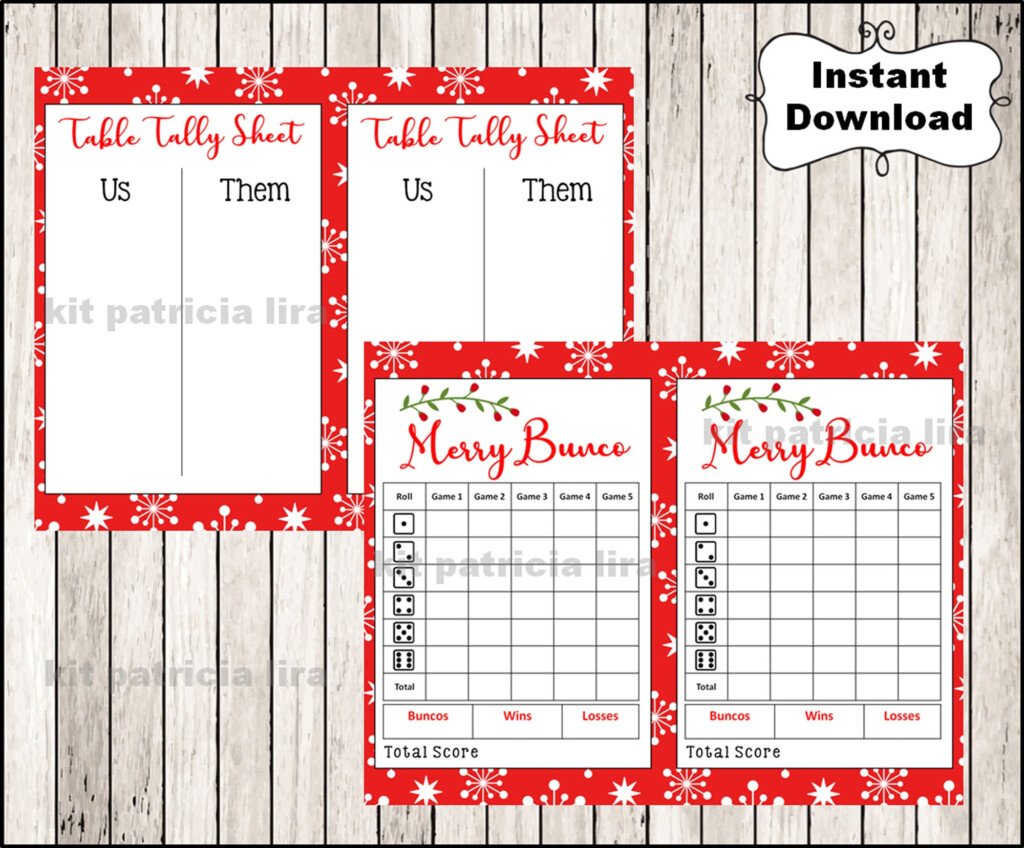 Free Christmas Bunco Score Sheets Printable