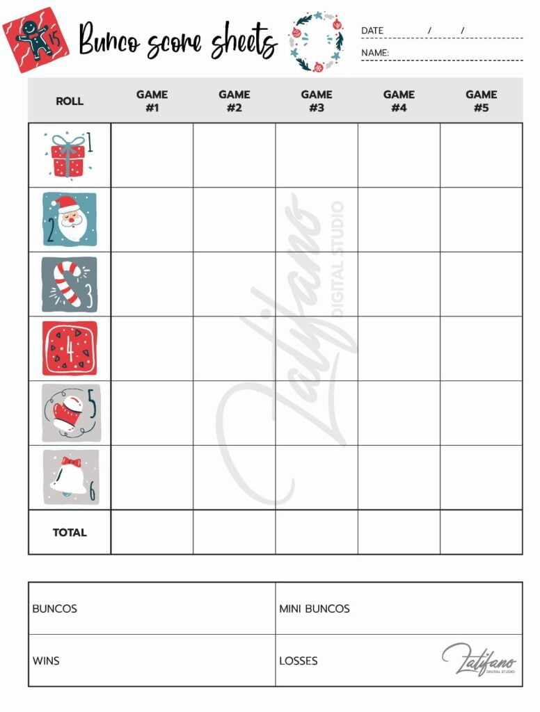 Free Christmas Bunco Score Sheets Printable Free Download