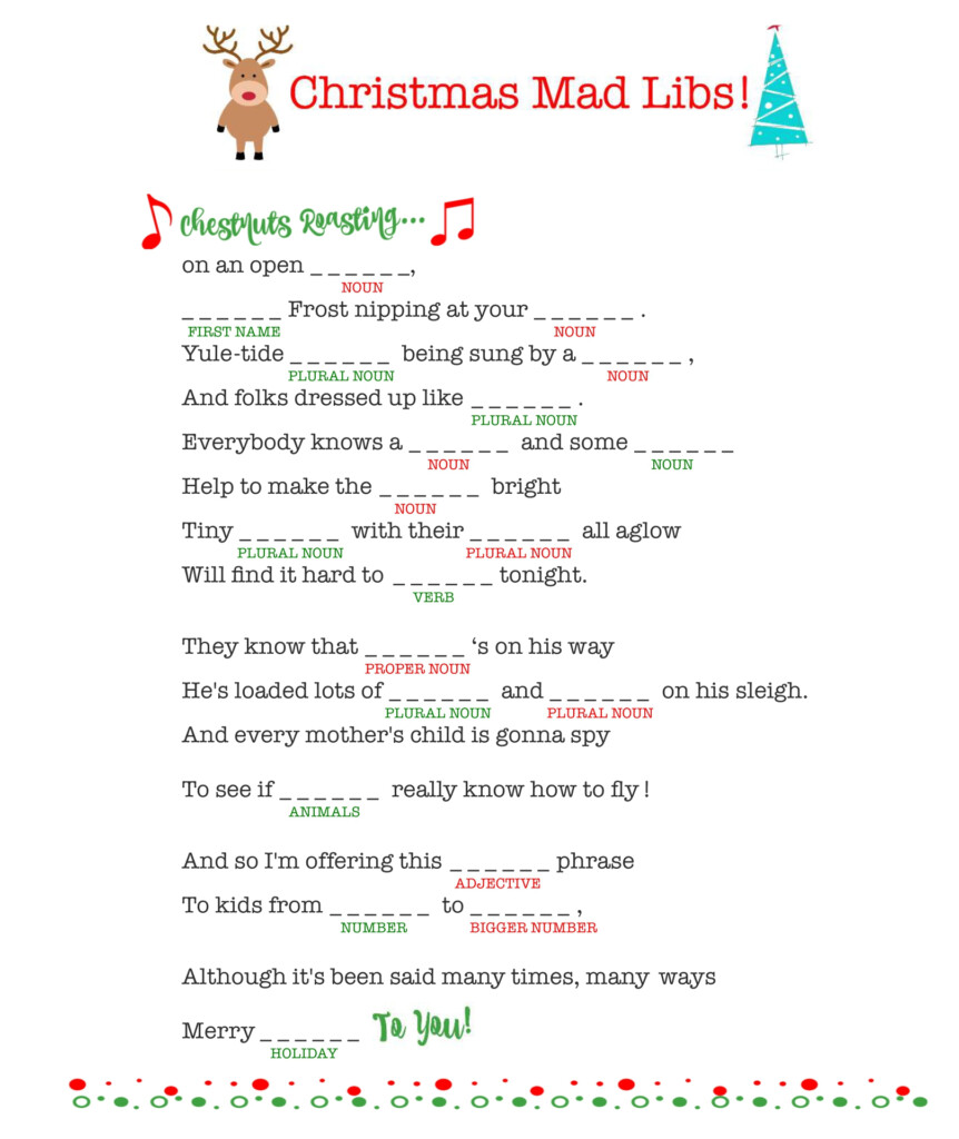 Free Christmas Mad Libs Printables