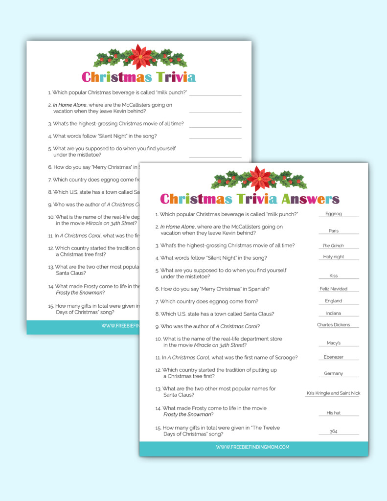 Free Christmas Trivia Printable With Answers For Kids