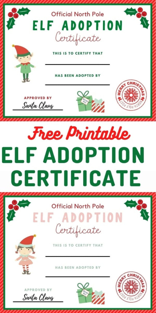 FREE Elf Adoption Certificate For Your Elf On The Shelf Make Life Lovely