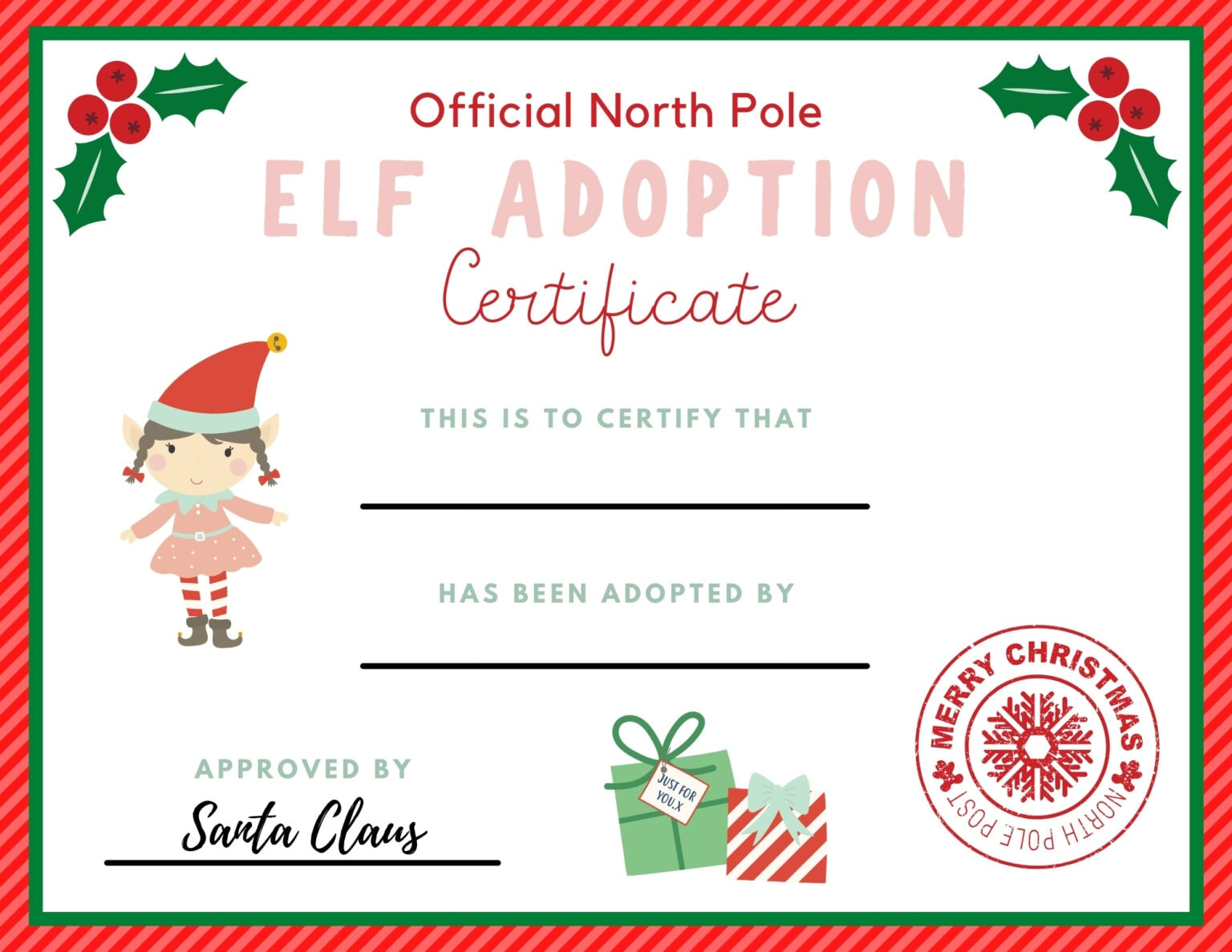 FREE Elf Adoption Certificate For Your Elf On The Shelf Make Life Lovely