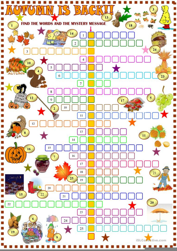 Free Fall Crossword Puzzles Printable