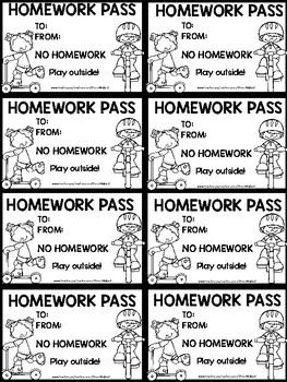 FREE Homework Pass Printables By MsJBird Teachers Pay Teachers