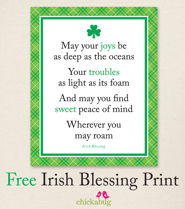 FREE Irish Blessing Print Chickabug