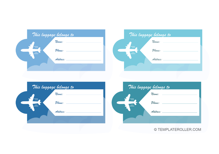 Free Luggage Tag Templates Customize Download Print PDF 