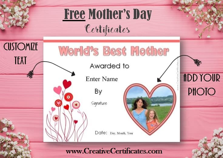 Free Mother 39 s Day Certificate Customize Online Then Print At Home