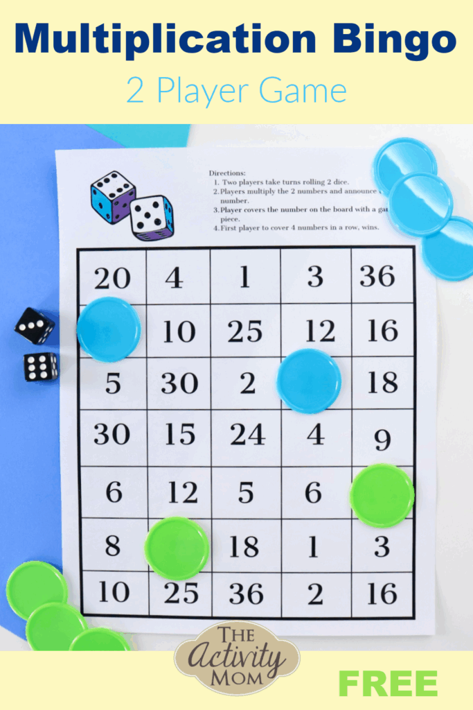 Free Multiplication Bingo Game printable The Activity Mom