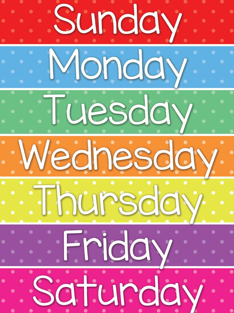 Free Preschool Days Of The Week Printables