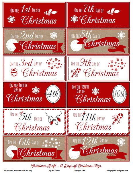 Free Printable 12 Days Of Christmas Gift Tags Free Templates Printable