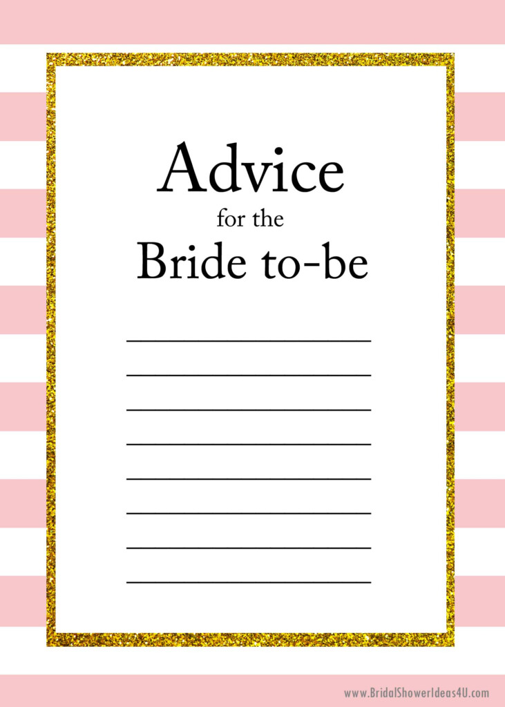 FREE Printable Advice For The Bride To Be Cards