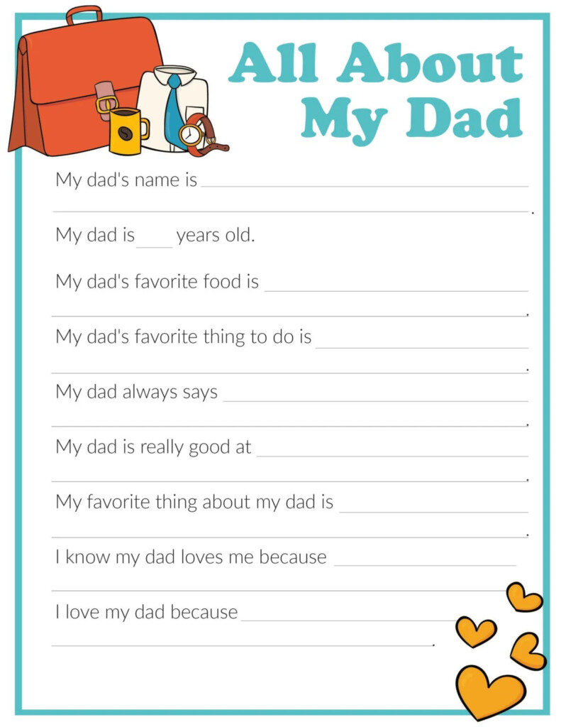 Free Printable All About My Dad Printable
