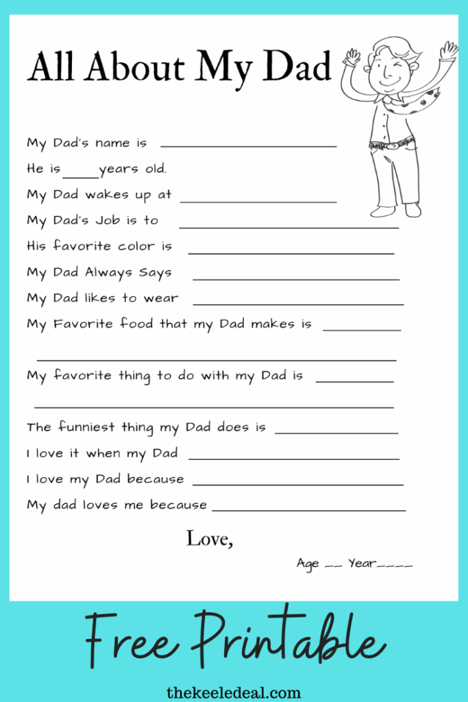 Free Printable All About My Dad Worksheet