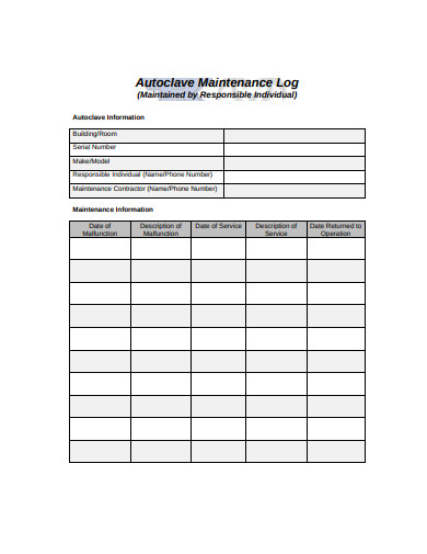 Free Printable Autoclave Sterilization Log Sheet Printable Templates 