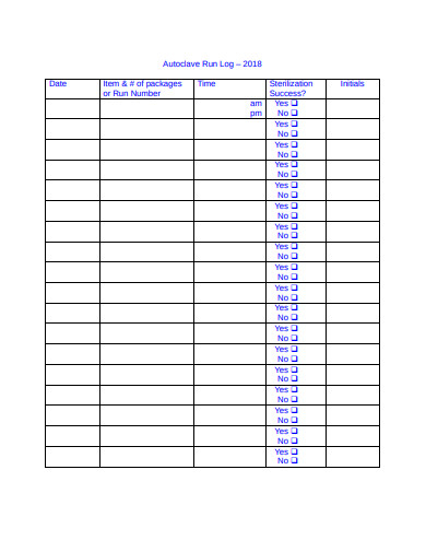 Free Printable Autoclave Sterilization Log Sheet Printable Templates 