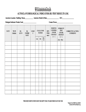 Free Printable Autoclave Sterilization Log Sheet Prntbl 