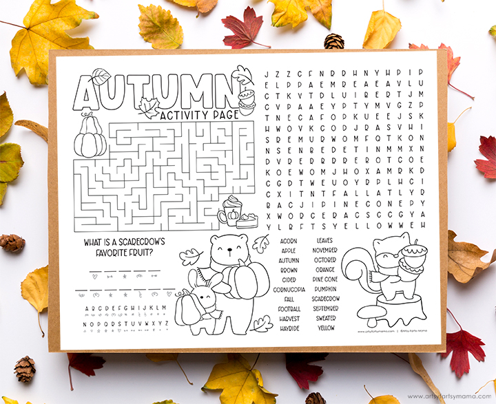 Free Printable Autumn Activity Page Artsy fartsy Mama