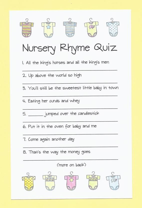 Free Printable Baby Shower Nursery Rhyme Games With Answer Key
